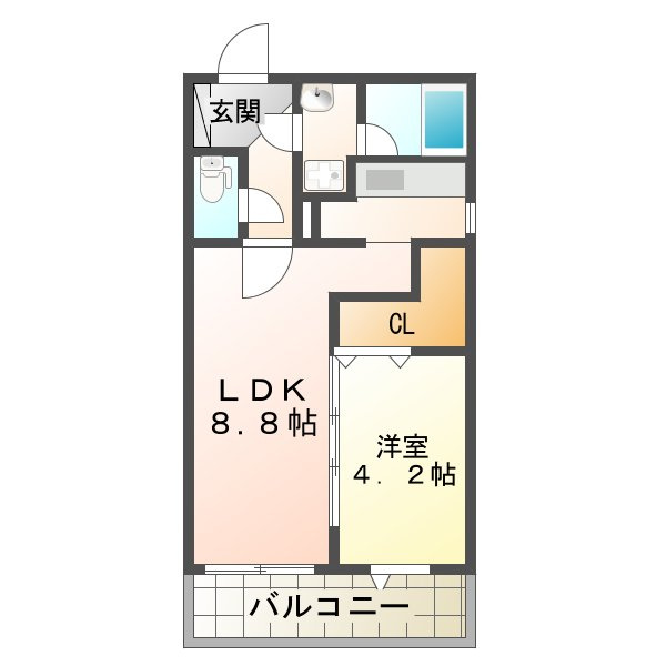 熊本市南区出仲間９丁目の賃貸マンションの間取り