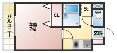 グランピエールK6の間取り|洋室７帖の広い間取りです　反転タイプございます