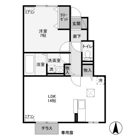 【間取り】 | プリムヴェール上並榎A