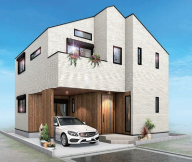 【外観パース】 | 久我山1丁目　新築戸建 | 17.3帖のLDKは勾配天井やトップライトで解放的に演出♪♪玄関ホールには手洗いボウルを設置致しました！6帖台のお部屋がふたつある４LDK＋P、ご内覧可能です！