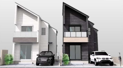 【外観パース】 | 府中市若松町4丁目新築戸建 | 外観パース図はイメージです。