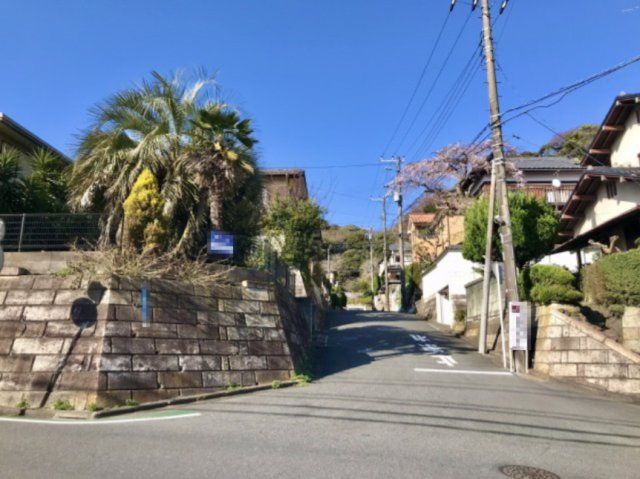 南東角地　陽当たり良好　ひな段　の前面道路含む現地写真|前面道路