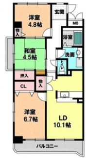 【間取り】 | ウエルメゾン江坂 | 70㎡超の3LDK★
