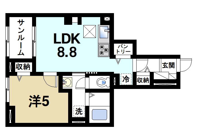 アネモスヒルズ天理Ⅱの間取り|1LDKの間取りです