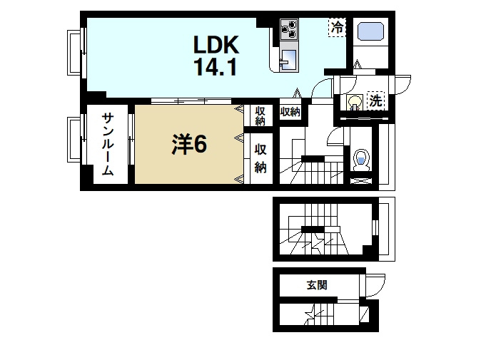 アネモスヒルズ天理Ⅰの間取り|1LDK