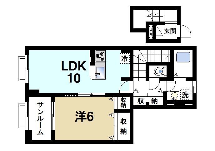 アネモスヒルズ天理Ⅰの間取り|1LDK