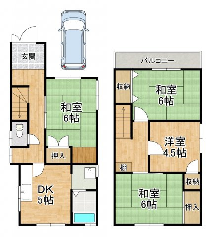 【間取り】 | 河内長野市末広町6-12貸家