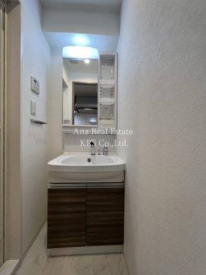 【独立洗面台】 | ラピーヌ南堀江レジデンス | 照明付き！裏収納付きの独立洗髪洗面台です♪