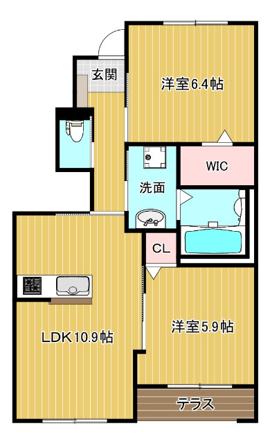 筑後市大字蔵数の賃貸マンションの間取り