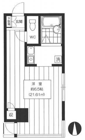 文京区湯島２丁目の賃貸マンションの間取り|ワンルーム