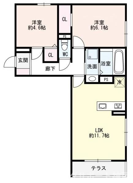 明石市大久保町大窪のアパートの間取り