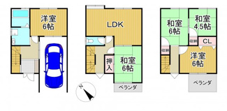 【間取り】 | 川西市一庫3丁目6-43　中古一戸建て