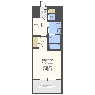 【間取り】 | エスリード福島シティグランツ | 1K　6帖