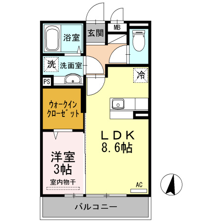 熊本市東区長嶺東９丁目のアパートの間取り