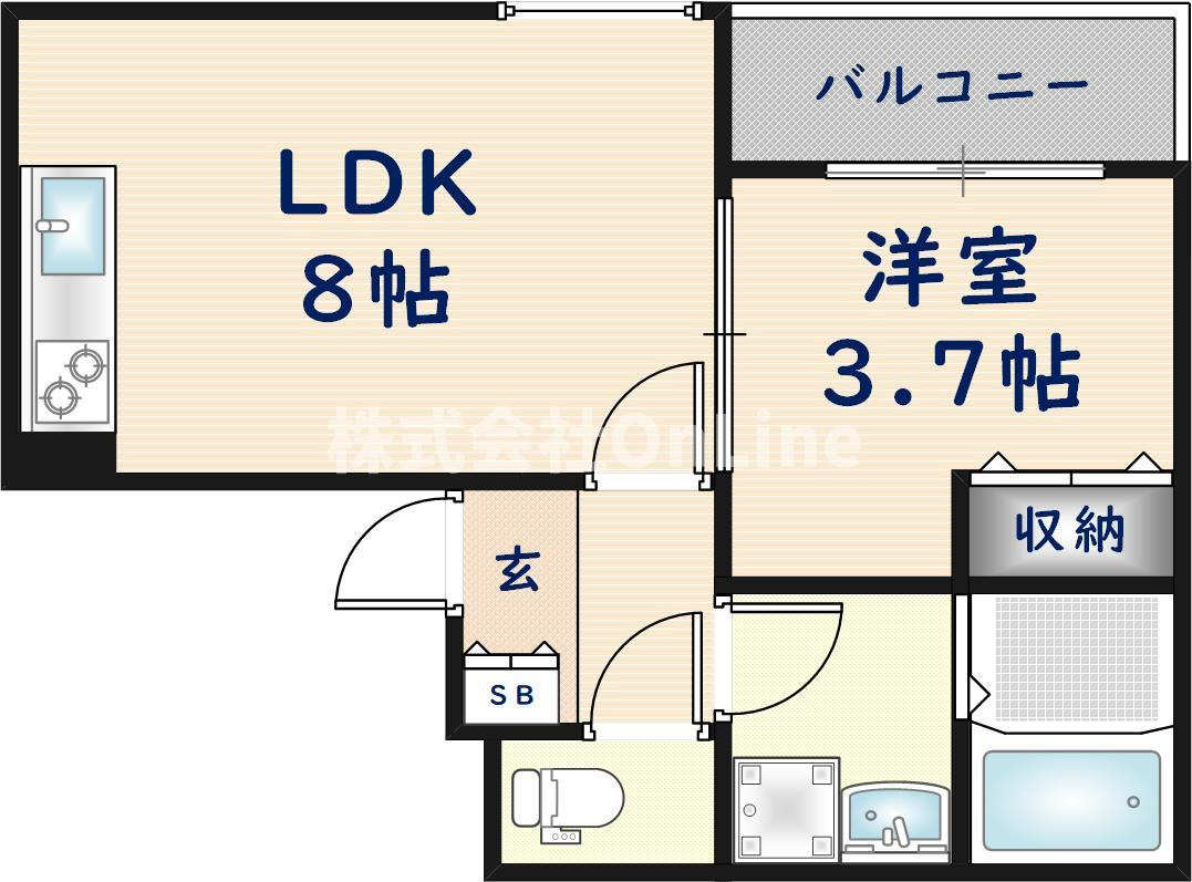 東大阪市友井２丁目のアパートの間取り
