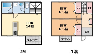 【間取り】 | ベルデュール土居田　B棟