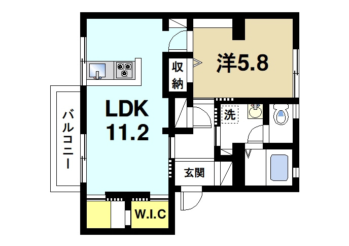 ラ・フォーレ紀寺の間取り|ゆったりと暮らせる1LDKの間取りです。