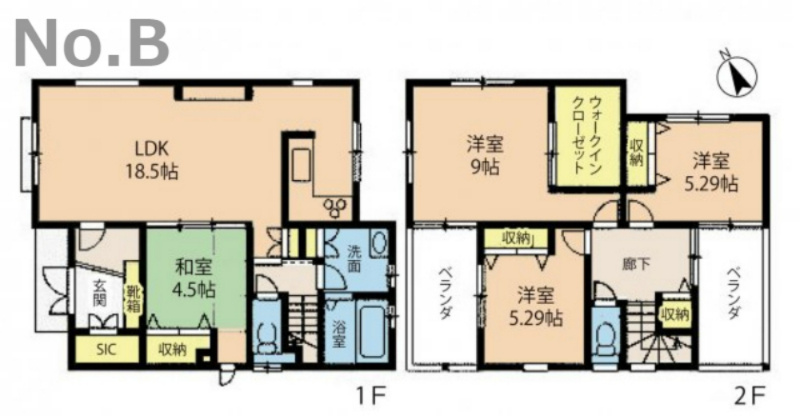 呉市宮原８丁目　新築一戸建て（全2棟）の間取り