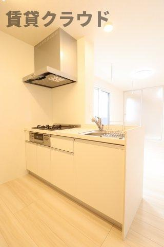 プチクールおゆみ野のキッチン|テレビやリビングを見渡しながらお料理できるカウンターキッチン