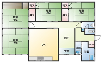 【間取り】 | 大館市柄沢字狐台・中古住宅（平屋）