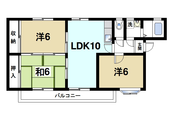 杉本マンションの間取り|南向きのとっても明るいお部屋です