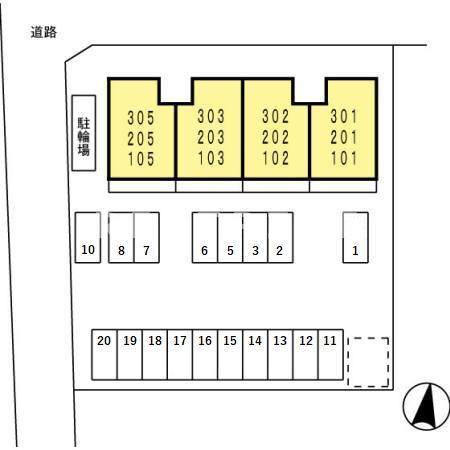 一宮市末広２丁目のアパートの区画図