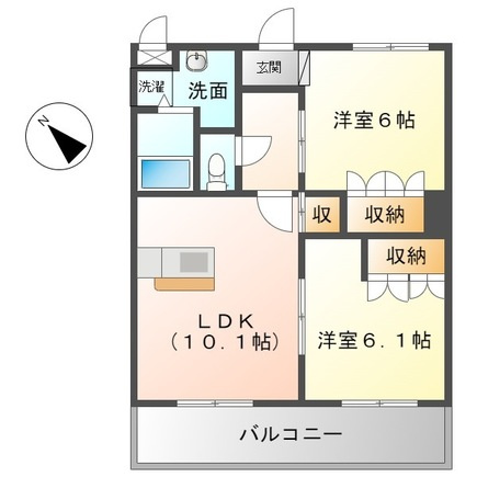 熊本市北区麻生田４丁目のアパートの間取り