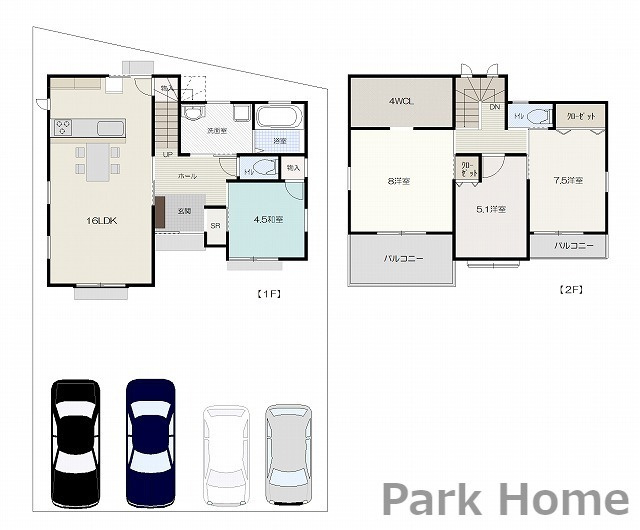 高知市鴨部3丁目 B号地 新築戸建ての間取り