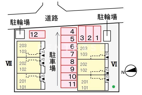一宮市木曽川町内割田字南出のアパートの駐車場|駐車場