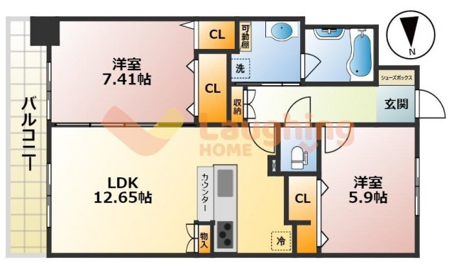 久留米市東櫛原町の賃貸マンションの間取り