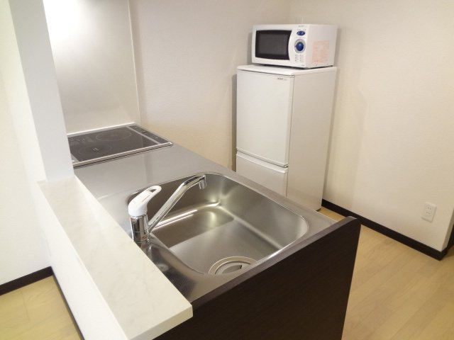 レオネクストＭＡＴＳＵＭＯＴＯのキッチン|カウンターキッチン　冷蔵庫　電子レンジ