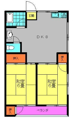 【間取り】 | 松尾アパート | ※角部屋ではありません。側面窓なし