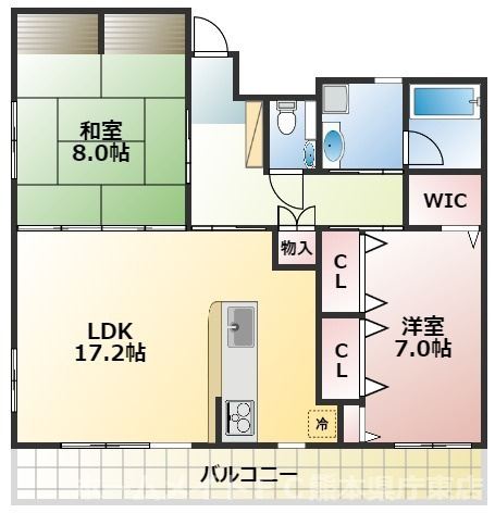 熊本市東区御領８丁目の賃貸マンションの間取り