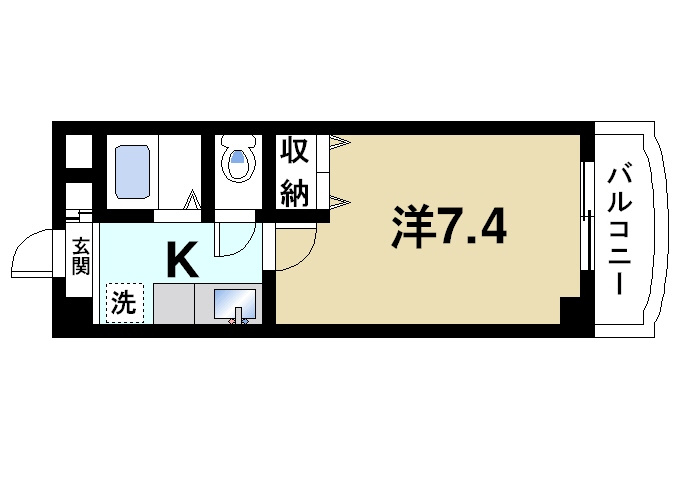 カンパネルラの間取り|1Kのお部屋です