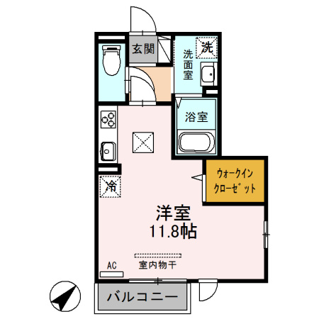 【間取り】 | プランドール片山 | ワンルームのお部屋です