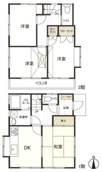 【間取り】 | 八王子市上壱分方町　中古戸建 | 4DKはダイニングキッチンと4つの居室がある間取りです。大家族や二世帯住宅、または複数人で暮らす場合に適しています。食事スペースとくつろぎの場を分け、それぞれの個室も確保できるため、快適に過ごせます。