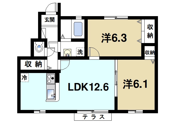 メゾン梅美の間取り|収納スペース豊富なお部屋