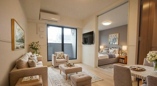 ポー・チャコットの居間・リビング|CGで家具等を配置したものです。実際に家具等は含まれません。