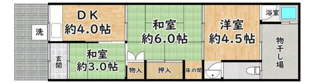 【間取り】 | 常光寺1丁目連棟平屋