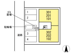 倉敷市幸町のアパートの駐車場|イメージパース