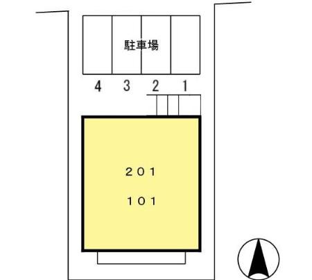 熊本市北区弓削６丁目のアパートの区画図