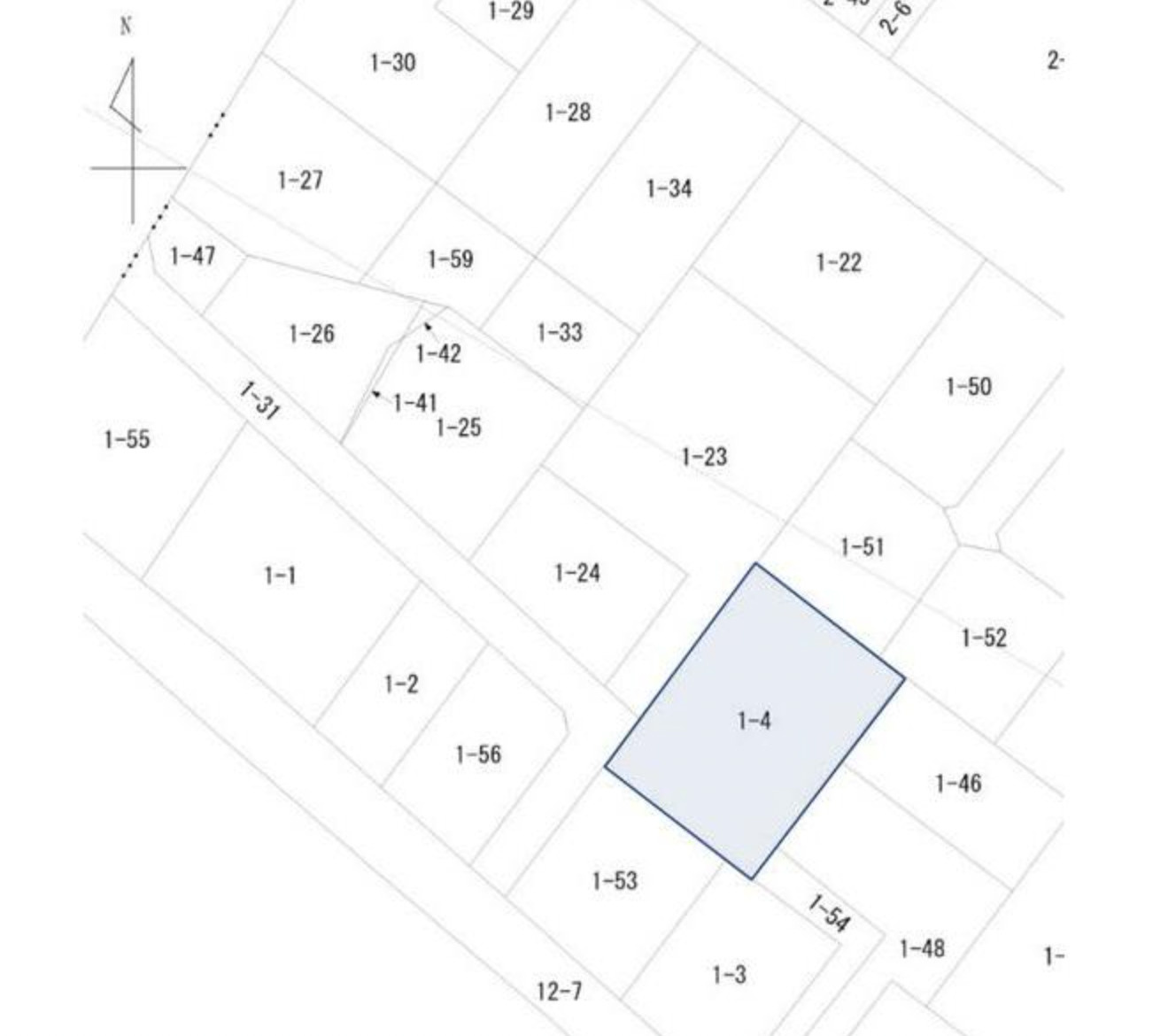 足利市若草町の売地の土地図