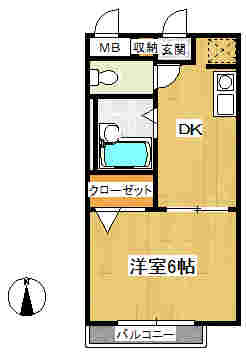 【間取り】 | ユタカハイム | 
1DK
