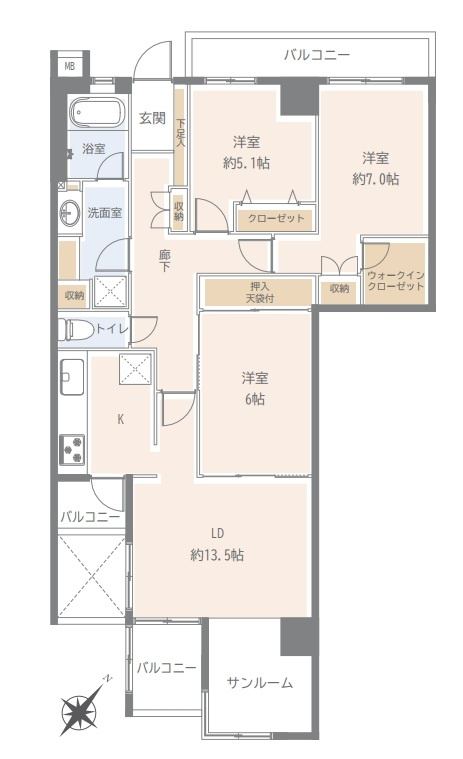 仲介手数料無料　モアステージ東所沢の間取り