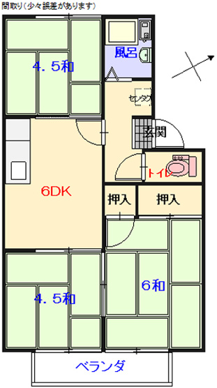 【間取り】 | 中吉アパートB | ３ＤＫ