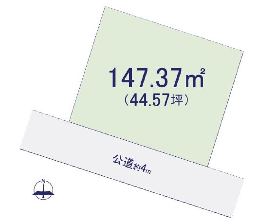 【土地】比企郡吉見町田甲建築条件無し売地の土地図|44.5坪の整形地です！