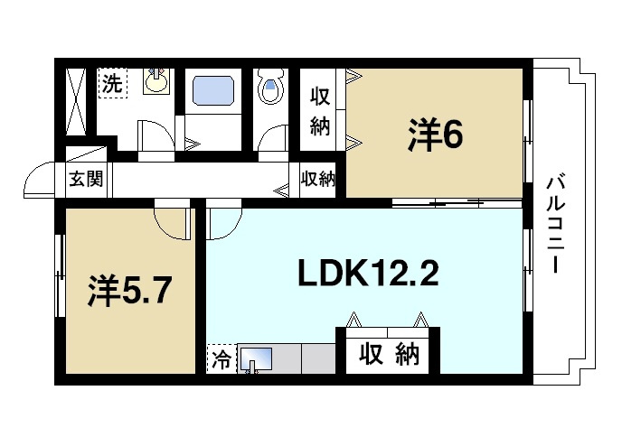 アメニティ前栽２号館の間取り|2LDKの間取りです