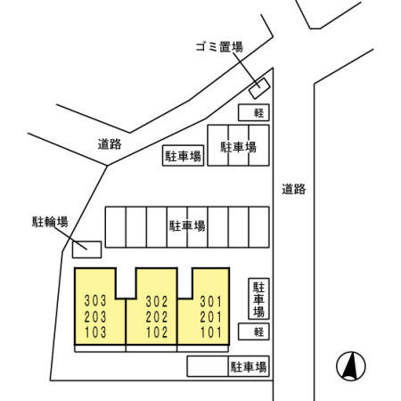 熊本市中央区八王寺町のアパートの区画図