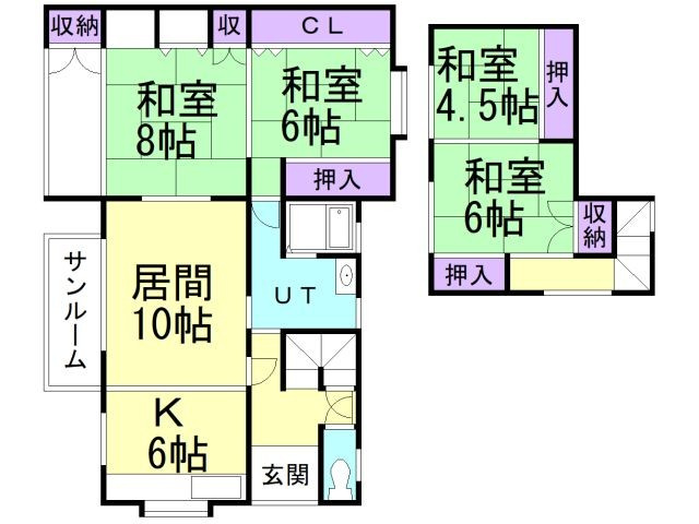 室蘭市崎守町１５０番１号　戸建の間取り