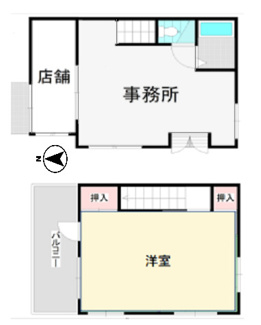 【間取り】 | 【収益物件】伊丹市野間２丁目店舗 | 【オーナーチェンジ物件】１階は店舗・事務所　２階は洋室です♪